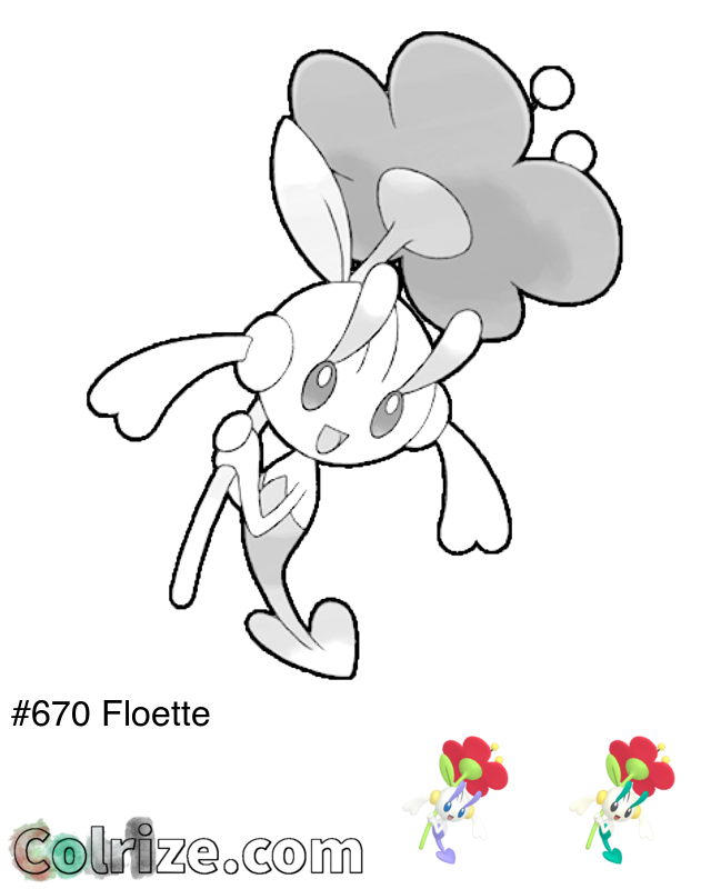 Pokemon Floette coloring page + Shiny Floette coloring page