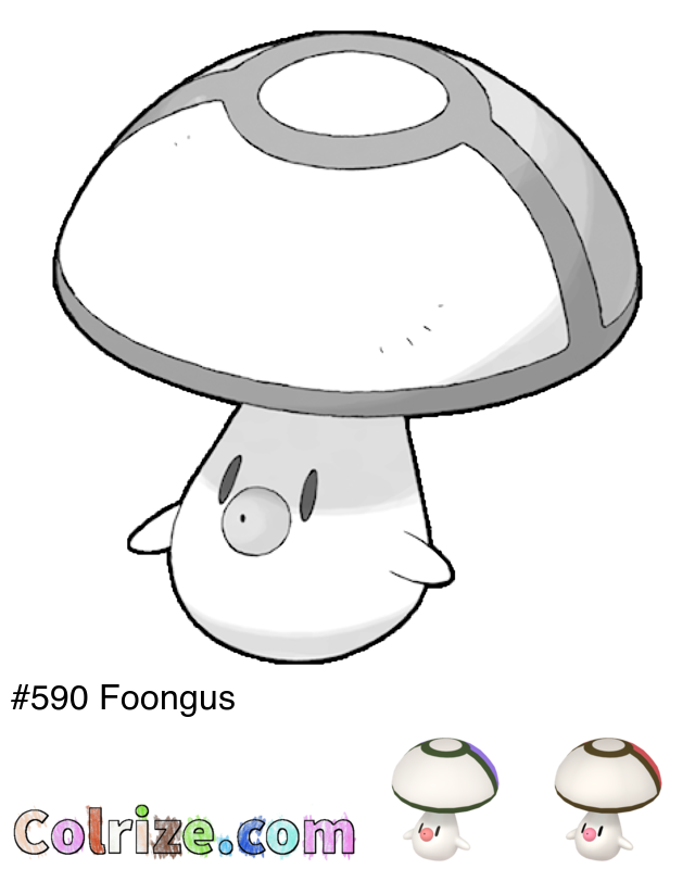Pokemon Foongus coloring page + Shiny Foongus coloring page