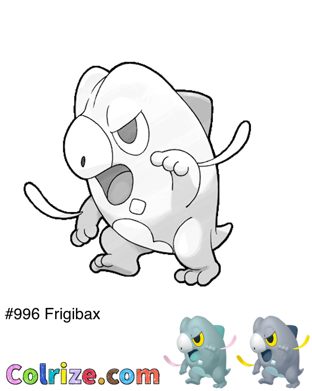 Pokemon Frigibax coloring page + Shiny Frigibax coloring page