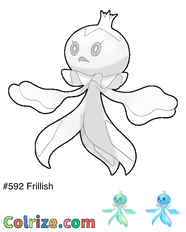 Pokemon Frillish coloring page + Shiny Frillish coloring page