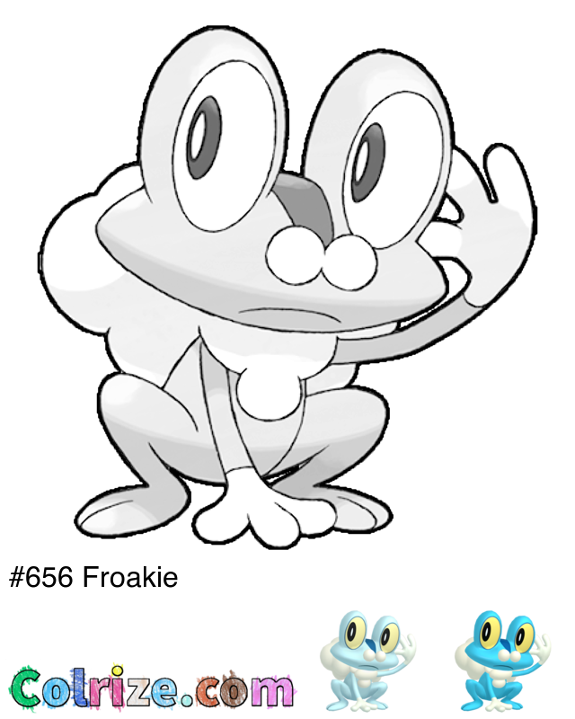 Pokemon Froakie coloring page + Shiny Froakie coloring page