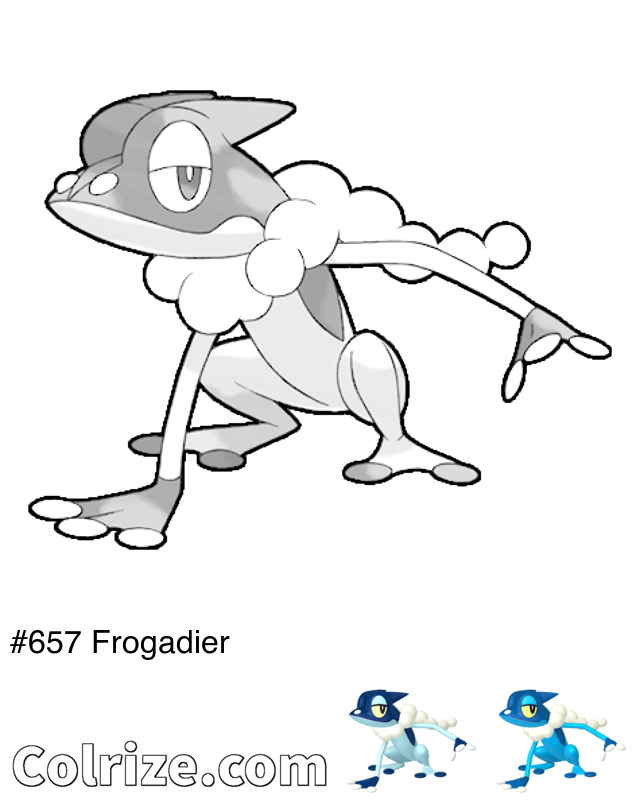 Pokemon Frogadier coloring page + Shiny Frogadier coloring page