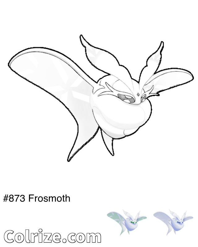 Pokemon Frosmoth coloring page + Shiny Frosmoth coloring page