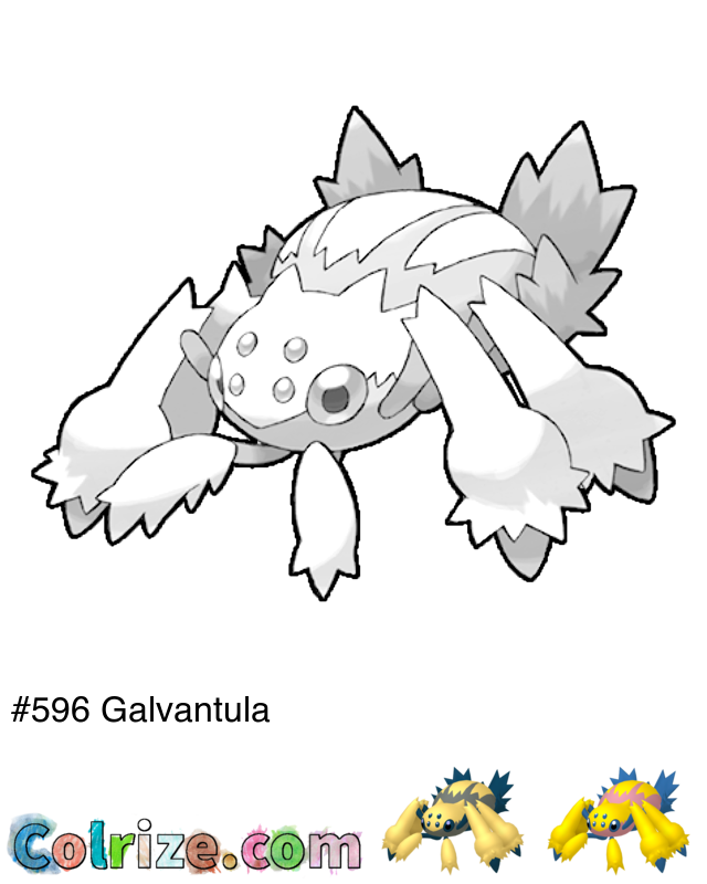 Pokemon Galvantula coloring page + Shiny Galvantula coloring page