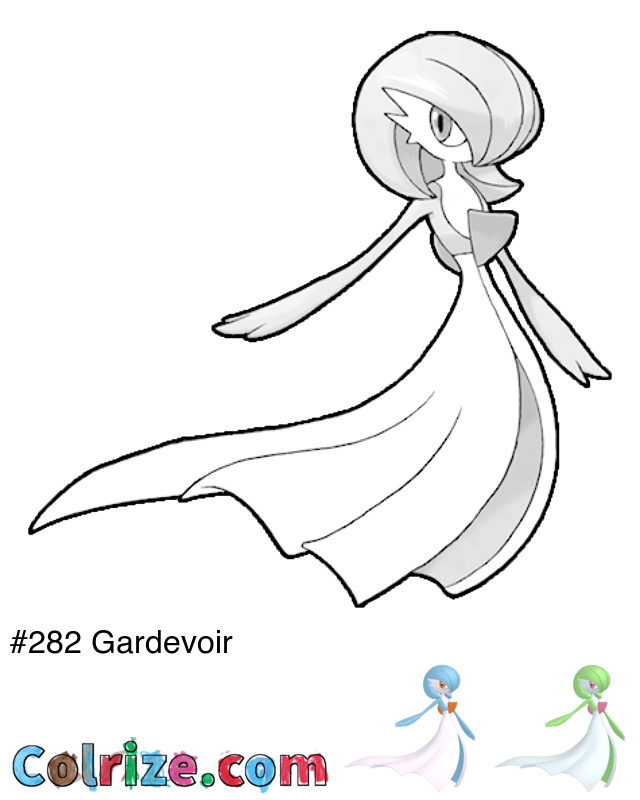 Pokemon Gardevoir coloring page + Shiny Gardevoir coloring page