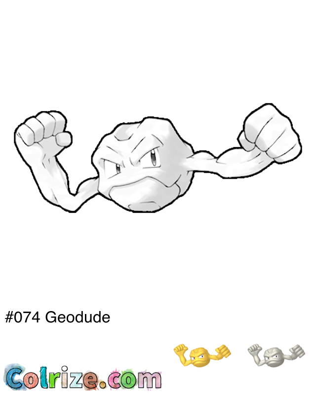 Pokemon Geodude coloring page + Shiny Geodude coloring page