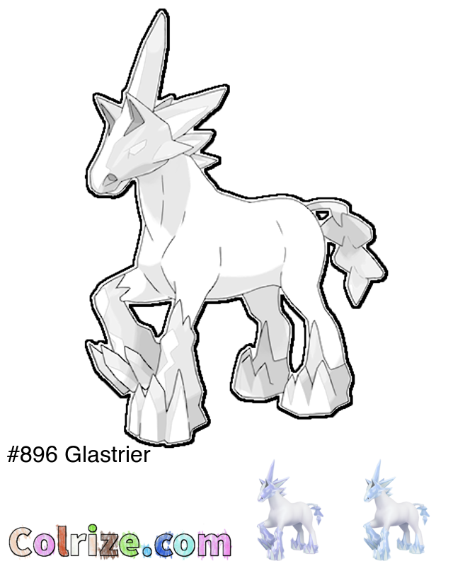 Pokemon Glastrier coloring page + Shiny Glastrier coloring page