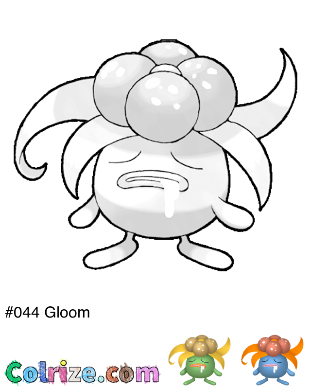 Pokemon Gloom coloring page + Shiny Gloom coloring page