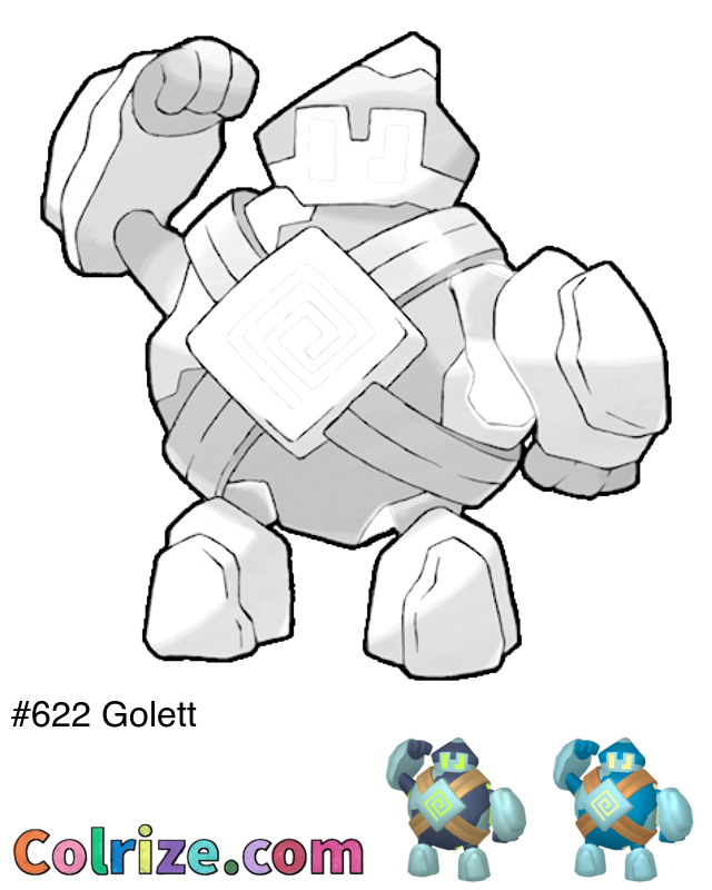 Pokemon Golett coloring page + Shiny Golett coloring page