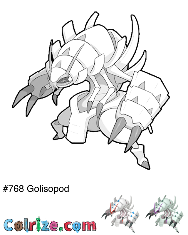 Pokemon Golisopod coloring page + Shiny Golisopod coloring page