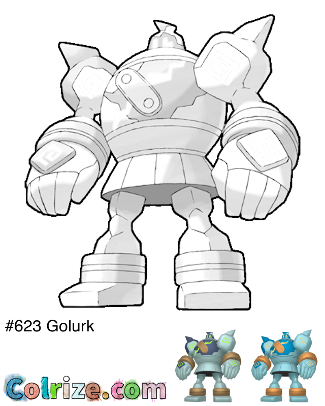 Pokemon Golurk coloring page + Shiny Golurk coloring page