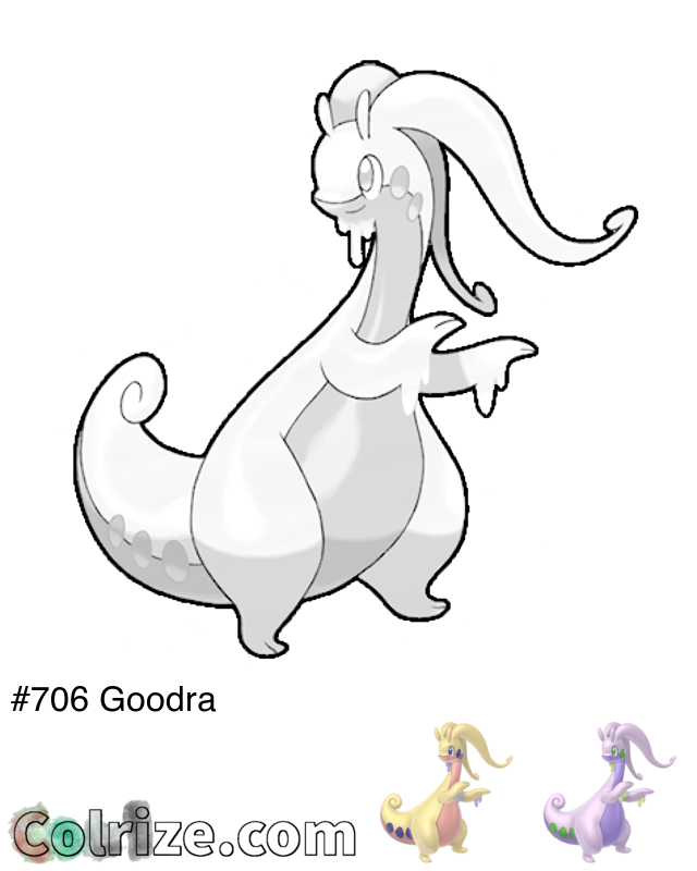 Pokemon Goodra coloring page + Shiny Goodra coloring page