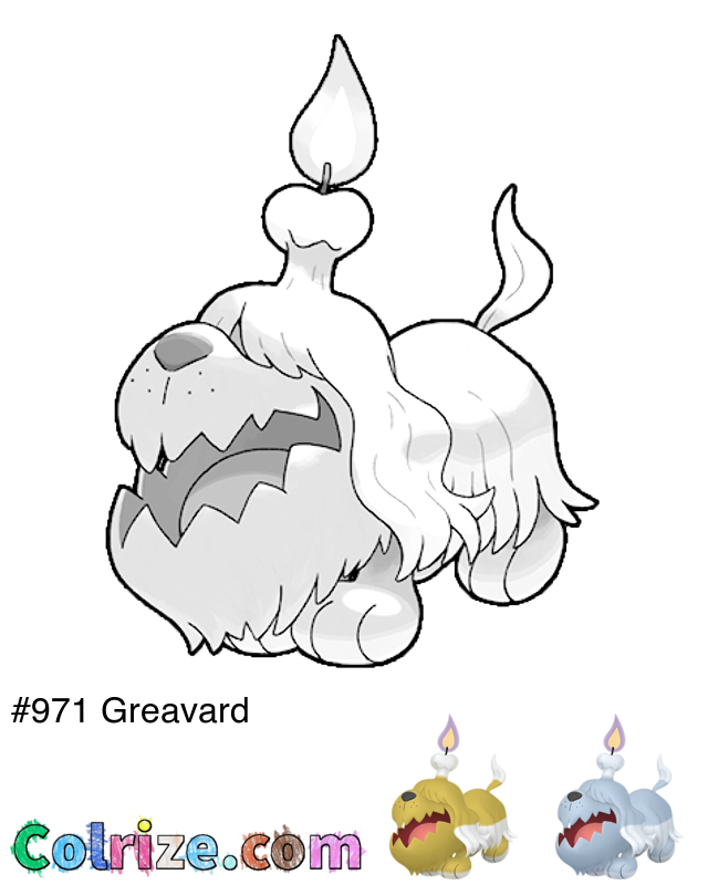 Pokemon Greavard coloring page + Shiny Greavard coloring page