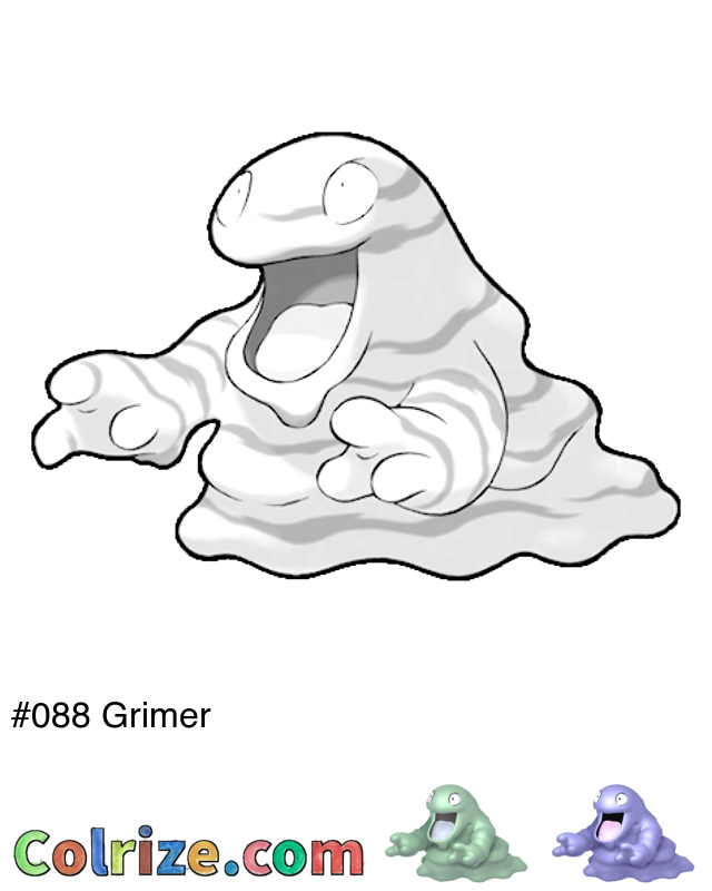 Pokemon Grimer coloring page + Shiny Grimer coloring page