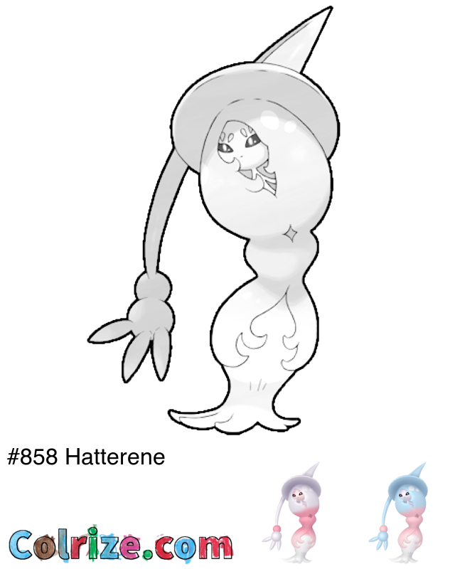 Pokemon Hatterene coloring page + Shiny Hatterene coloring page