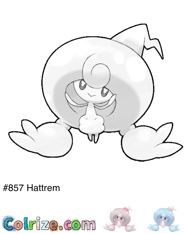 Pokemon Hattrem coloring page + Shiny Hattrem coloring page