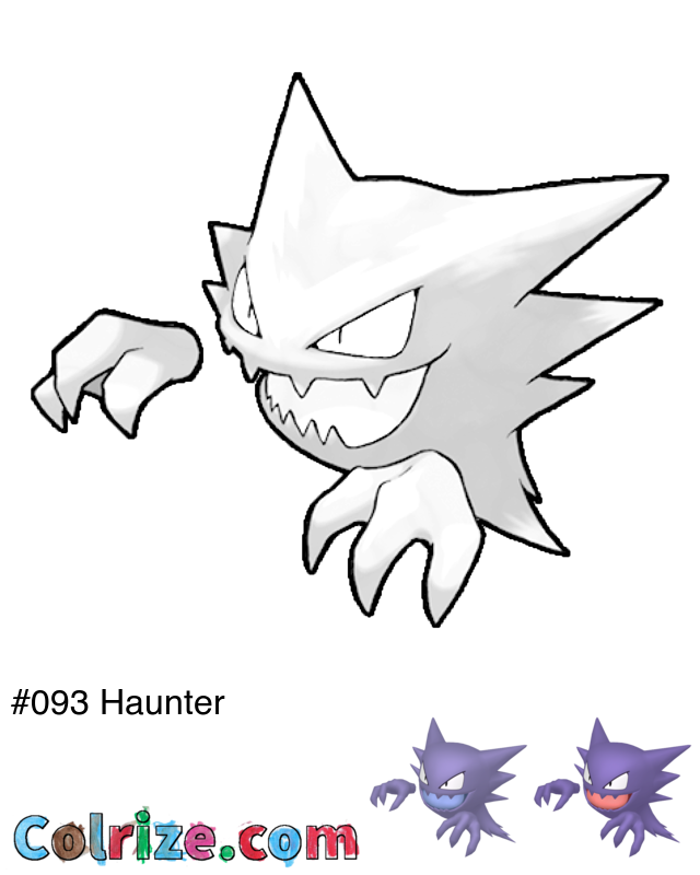 Pokemon Haunter coloring page + Shiny Haunter coloring page