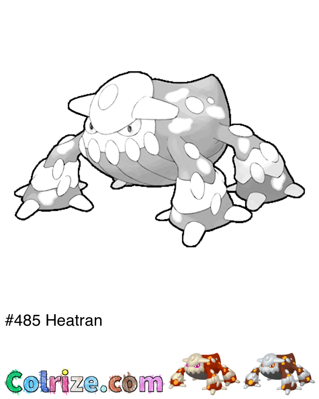 Pokemon Heatran coloring page + Shiny Heatran coloring page