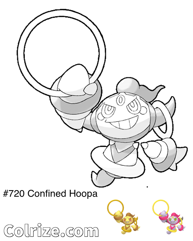 Pokemon Confined Hoopa coloring page + Shiny Confined Hoopa coloring page