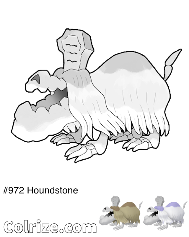 Pokemon Houndstone coloring page + Shiny Houndstone coloring page
