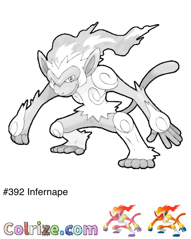 Pokemon Infernape coloring page + Shiny Infernape coloring page