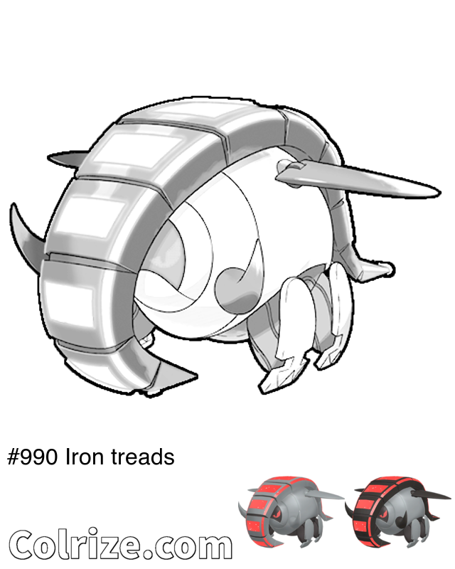 Pokemon Iron treads coloring page + Shiny Iron treads coloring page