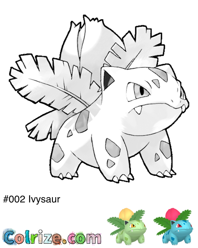 Pokemon Ivysaur coloring page + Shiny Ivysaur coloring page