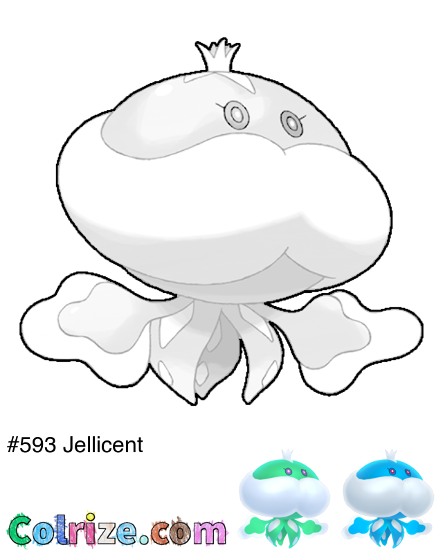 Pokemon Jellicent coloring page + Shiny Jellicent coloring page