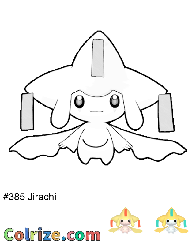 Pokemon Jirachi coloring page + Shiny Jirachi coloring page