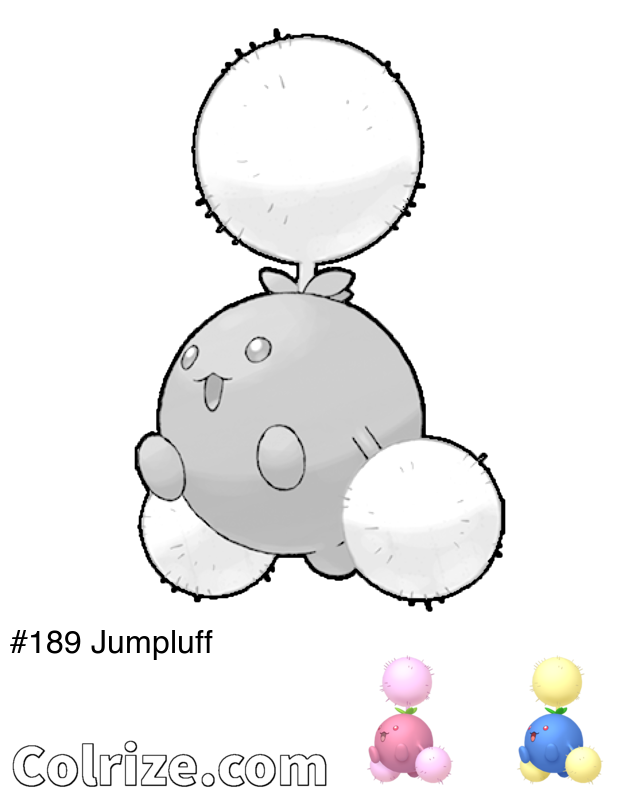 Pokemon Jumpluff coloring page + Shiny Jumpluff coloring page