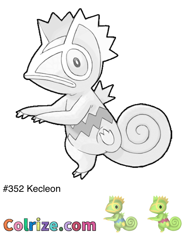 Pokemon Kecleon coloring page + Shiny Kecleon coloring page