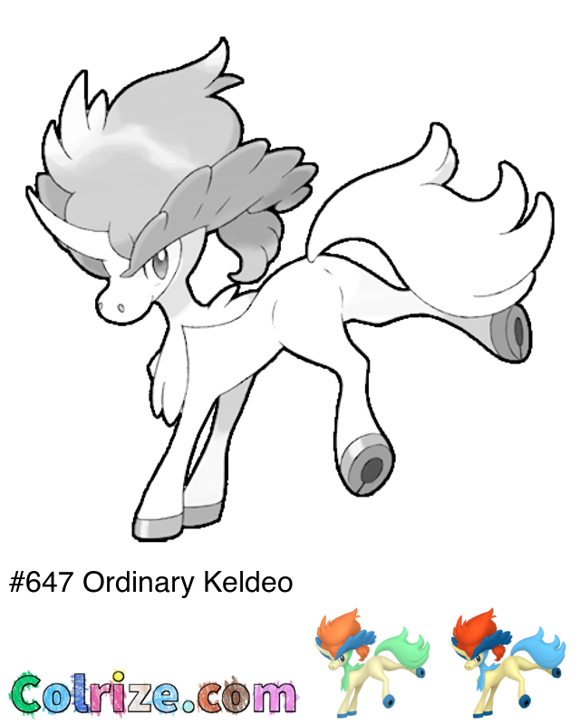 Pokemon Ordinary Keldeo coloring page + Shiny Ordinary Keldeo coloring page