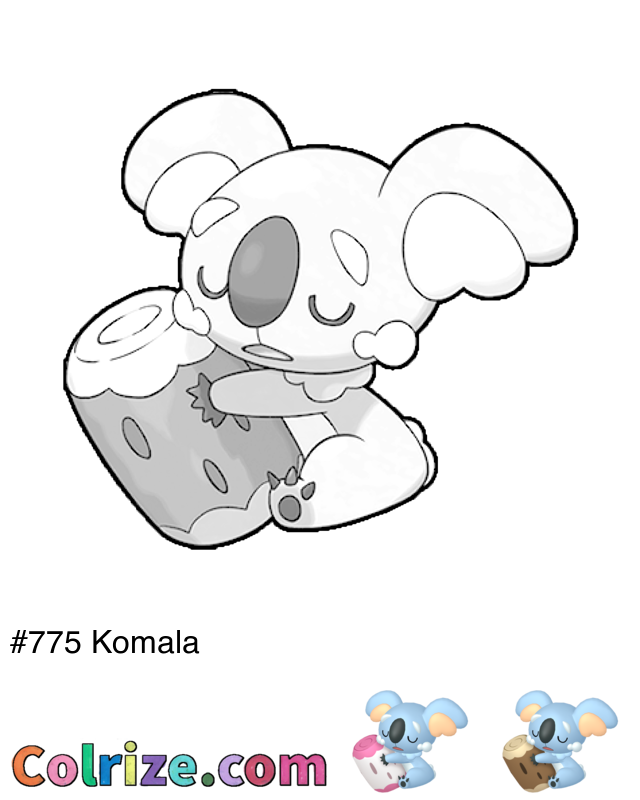 Pokemon Komala coloring page + Shiny Komala coloring page