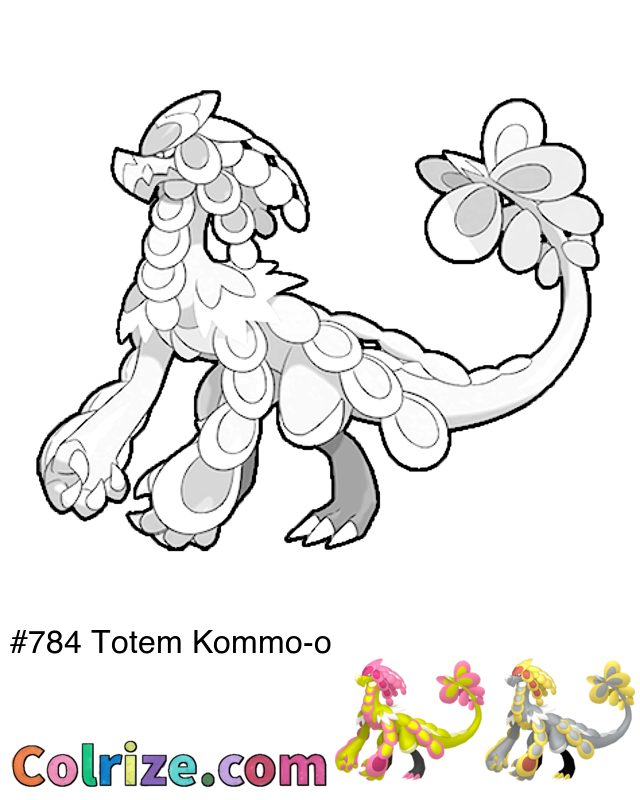 Pokemon Totem Kommo-o coloring page + Shiny Totem Kommo-o coloring page