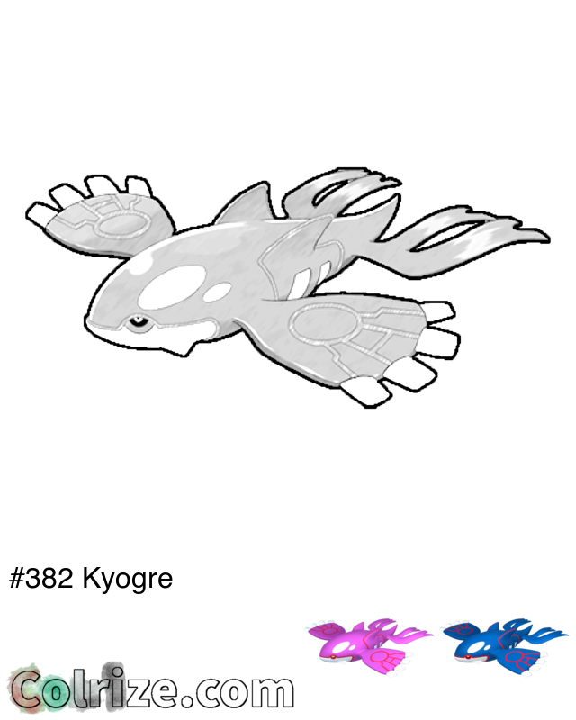 Pokemon Kyogre coloring page + Shiny Kyogre coloring page