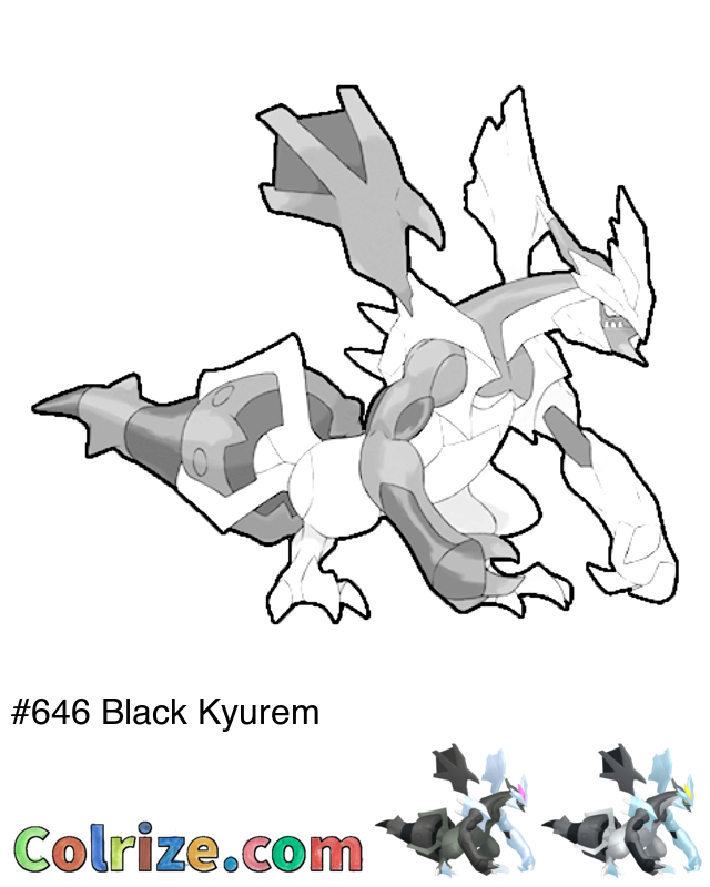 Pokemon Black Kyurem coloring page + Shiny Black Kyurem coloring page