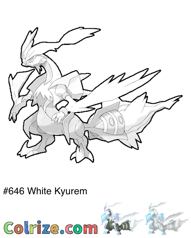 Pokemon White Kyurem coloring page + Shiny White Kyurem coloring page