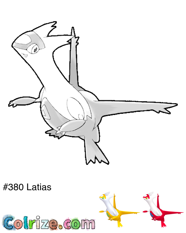 Pokemon Latias coloring page + Shiny Latias coloring page