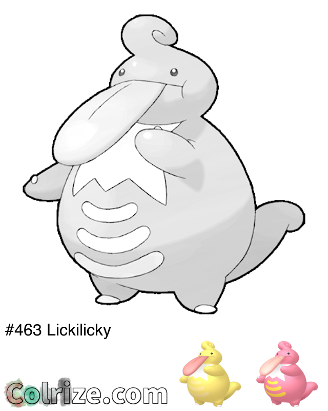 Pokemon Lickilicky coloring page + Shiny Lickilicky coloring page