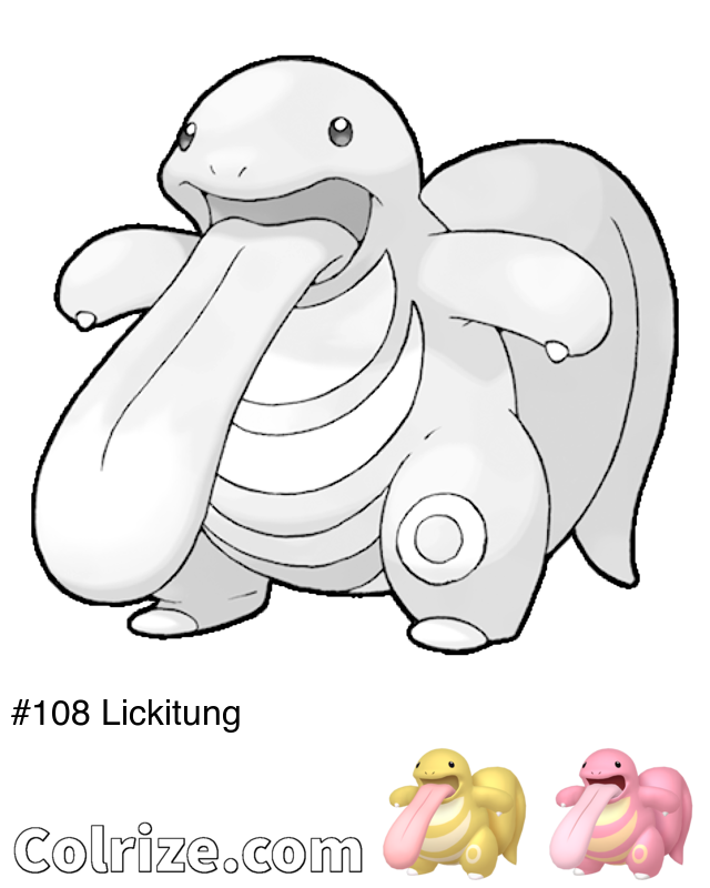 Pokemon Lickitung coloring page + Shiny Lickitung coloring page