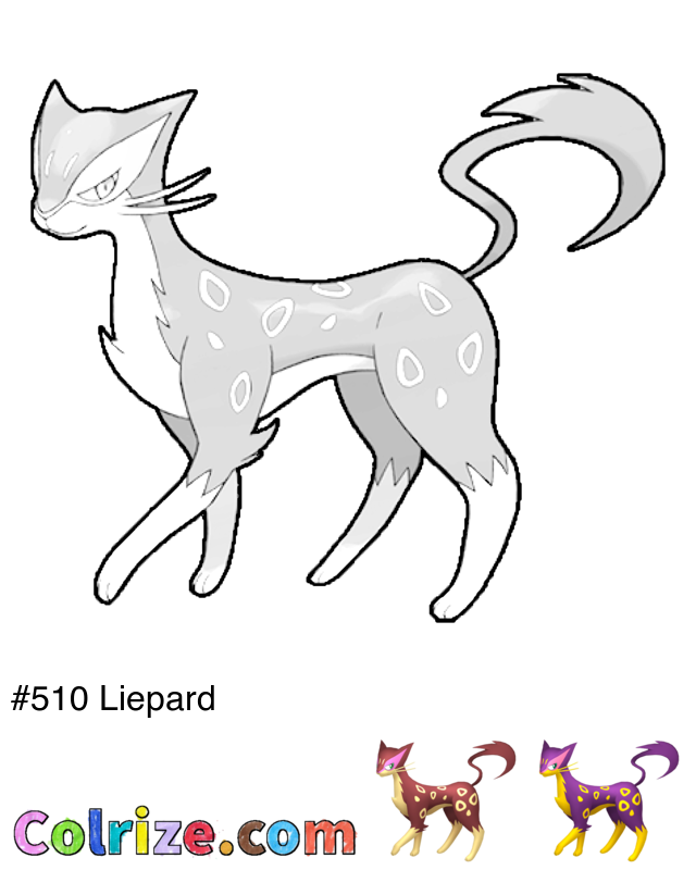 Pokemon Liepard coloring page + Shiny Liepard coloring page