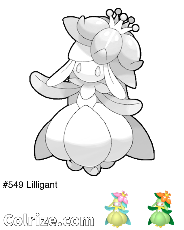 Pokemon Lilligant coloring page + Shiny Lilligant coloring page