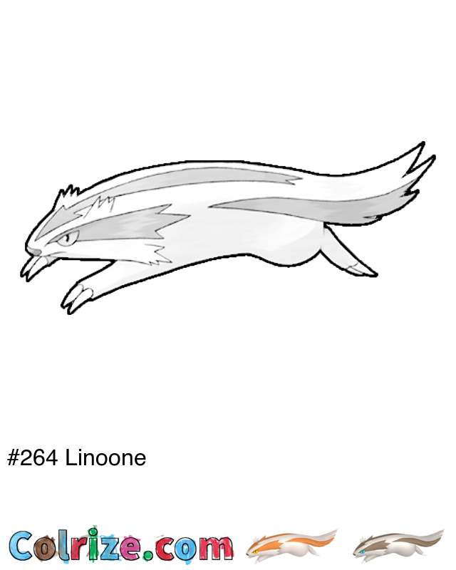 Pokemon Linoone coloring page + Shiny Linoone coloring page