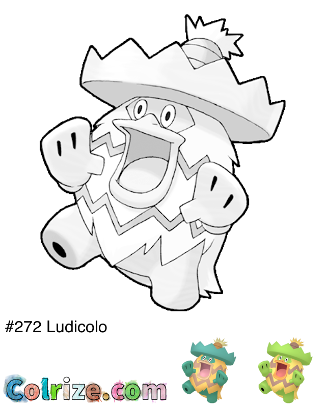 Pokemon Ludicolo coloring page + Shiny Ludicolo coloring page