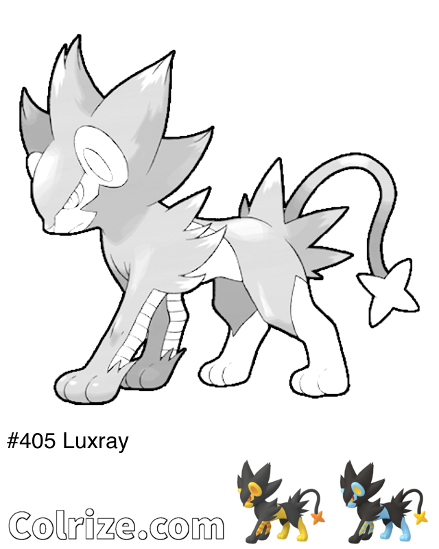 Pokemon Luxray coloring page + Shiny Luxray coloring page