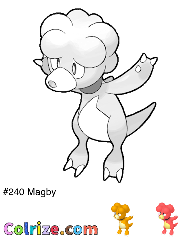 Pokemon Magby coloring page + Shiny Magby coloring page