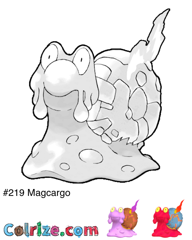 Pokemon Magcargo coloring page + Shiny Magcargo coloring page