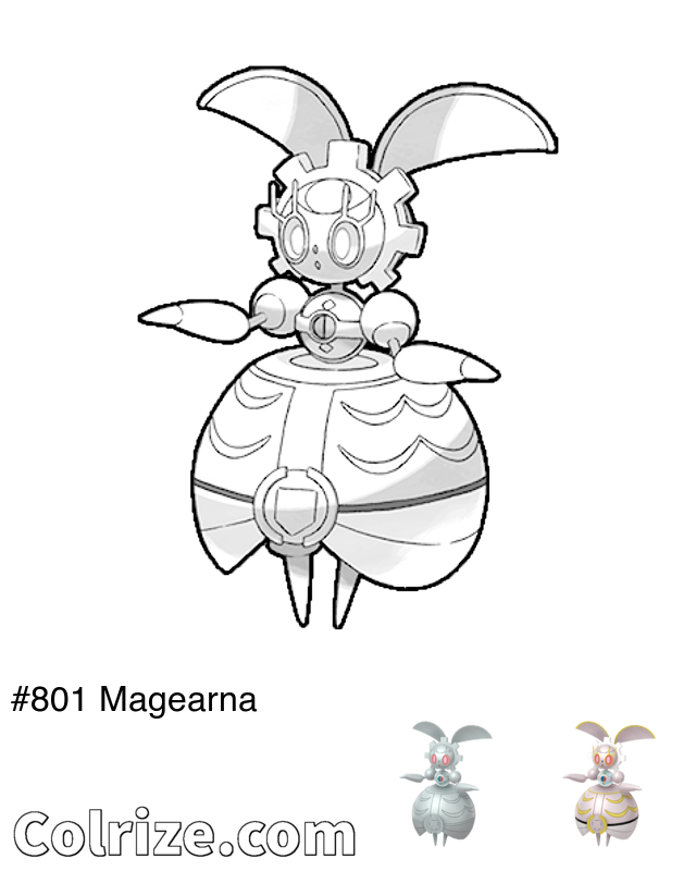 Pokemon Magearna coloring page + Shiny Magearna coloring page
