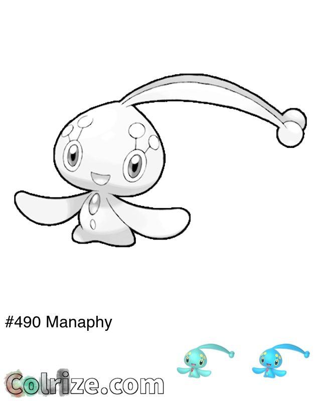 Pokemon Manaphy coloring page + Shiny Manaphy coloring page