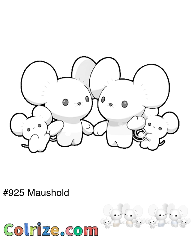 Pokemon Maushold coloring page + Shiny Maushold coloring page
